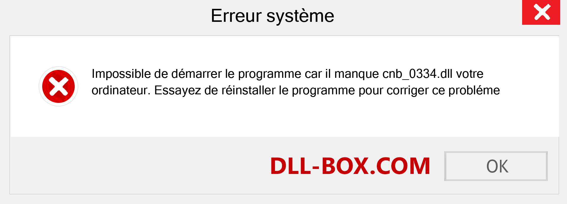 Le fichier cnb_0334.dll est manquant ?. Télécharger pour Windows 7, 8, 10 - Correction de l'erreur manquante cnb_0334 dll sur Windows, photos, images